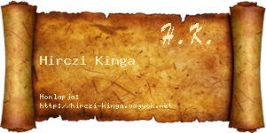 Hirczi Kinga névjegykártya